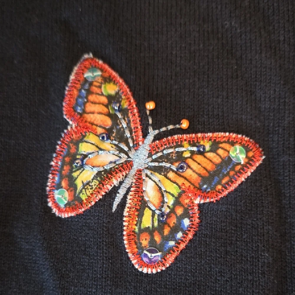 Alfred Dunner Navy Cardigan with Butterfly Embellishments - Picture 3 of 4